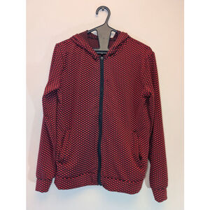 Women's YUNA Red Black Patterned Full-Zip Hoodie S/M